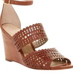 Tory Burch Nutria Perforated Gladiator Ankle Wrap Wedge Sandal Photo 0