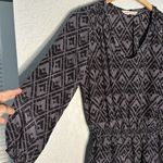 Rebecca Taylor 100% Silk Geo Dress Long Sleeve Gray Cut Out Preppy Goth Vacation Photo 5