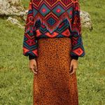 Farm Rio Rauti Beaded Sweater Small Turtleneck Aztec Knit Tassel Multicolor Top Photo 1