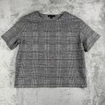 Banana Republic Plaid Top Womens Small Gray Glen Check Short Sleeve Minimalist Photo 1
