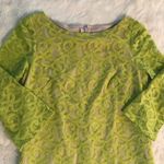 Nine West Green Lace Mesh Sheath Shift Dress Knee Length 3/4 Sleeve Size 2 Photo 2