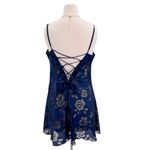Victoria's Secret VICTORIA’S SECRET Vintage SemiSheer Blue Satin Lace Up Back & Bow Chemise Size M Photo 2