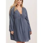 Torrid  Blue Crochet Lace-Up Fit and Flare Boho Dress 1X Photo 12