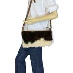 MARCIANTE BRANDS BROWN & WHITE FUR & LEATHER CROSSBODY BAG Photo 1