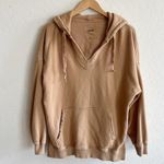 Aerie Barefoot Hoodie V Neck Hooded Cozy Longline Oversized Tan Camel Photo 0