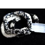 Chico's NWT  Additions 3pc. Set Black/Gray/White Beaded 6" Stretch Bracelets Photo 1