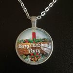 Silver chain Merry Christmas party necklace Photo 0