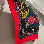 American Vintage VTG "Always a Lady" Black & Red Multicolor Rose Floral Print Bandana Crop Top Photo 5
