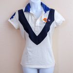 Rugby Ralph Lauren White Polo Shirt Blue Collar Game To The Last 2004‎ Medium Photo 0