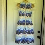 Sara Campbell Cream Sheath Midi Dress Halter Neckline Sz 0 Blue Photo 2