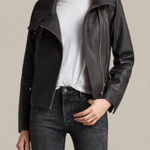 All Saints Bales Biker Black Leather Jacket Sz 8 Photo 0