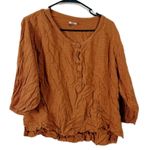 Ecote ‎ Cinnamon Brown Relaxed Ruffled Blouse Photo 0