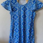 Cabana Life Dress Flutter Sleeve Pockets Sun Protection Blue White Size Medium Photo 0