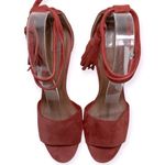 Yvonne Kone Women’s Size 38 7.5 Red Suede Wrap Tassel Ankle Open Toe Pumps Heels Photo 3