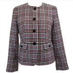 Talbots NWT wool Plaid Women's Blazer Black, White, Pink, green, blue Photo 0