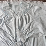 Vintage Shadowline Long Nightgown baby blue button front lace neck robe size M Size M Photo 1
