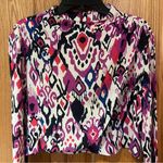 ZARA  Abstract Print‎ Mock Neck Long-Sleeve Crop Top Size Small Pink Purple Blue Photo 8