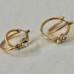 Gold tone and rhinestone double hoop earrings Photo 0