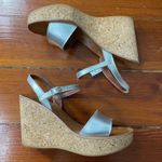 K Jacques Josy Cork Wedge Sandal in Matte Metallic Beige and Tan ~ Size 40 Silver Photo 5