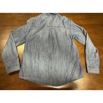 Eileen Fisher Denim Button Down Women PM Petite Medium Minimalist Western Aztec Photo 2