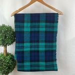 Apt. 9  Double Sided Green Blue Black & White Plaid Herringbone Rectangular Scarf Photo 1