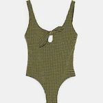 ZARA Yellow Black Gingham Swimsuit One Piece Photo 9