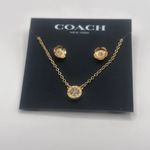 Coach Open Circle Necklace Tea Rose Stud Earrings Set NWT Photo 3