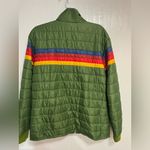 Aviator Nation  Green Varsity Jacket with Multicolor Stripes Photo 4