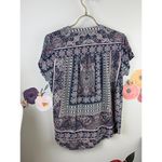 Lucky Brand  Black Boho Printed V-Nexk Top - Size - Medium Photo 2