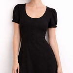 Reformation  Ribbed Puff Sleeve Mini Dress Black Small Photo 0