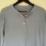 ENZA COSTA Light Blue Rib Henley Button Long Sleeve Small Photo 3