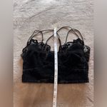 Free People  ONE Black Velvet & Lace Bralette Crop Tank Top Women’s Sz XS EUC Photo 5