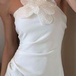 Elliatt Janelle White Floral Applique Halter Neck Midi Dress Size L Pearl Slit Photo 1