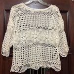 Hand made Vintage Cream Crochet Floral Top XL boho cottagecore farmhouse Photo 1