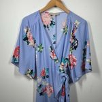 Dance & Marvel Dress Women S Blue Floral Wrap Maxi Spring Cottage Short Sleeve Photo 2