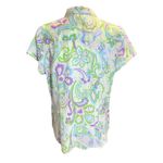 IZOD Women's Green Paisley Print Cotton Blouse - Size Large Photo 4