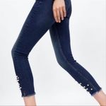 ZARA  skinny ankle jeans distressed hem pearl details Photo 1