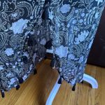 BANJANAN | Black Floral Smocked Bodice Curved Hem Tassle Dress | Sz XS Photo 4