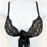 Intimissimi Lingerie Womens Whimsigoth‎ Coquette Tie Front Plunge Lace Bra Black Size XS Photo 0