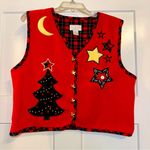 Christopher & Banks Vtg  fleece embroidered ugly Christmas vest XL Photo 0