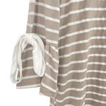 Prómesa PROMESA Striped Bow Tie Bell Sleeve Top Gray White Size Medium Photo 2