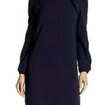 Eliza J Navy Blue Ruffle Shoulder Long Sleeve Formal Shift Dress Size 14 L XL Photo 1