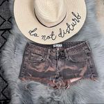 Wildfox EUC Pink Black Distressed Denim Jean Shorts sz 26 Photo 2