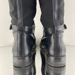 Michael Kors Black Leather Gold Hardware Buckle Arley Knee High Riding Boots Photo 9