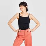 A New Day White Square Neck Ribbed Tank Top Size XS Photo 4