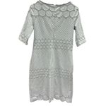 Julia Jordan  White Black Textured Scalloped Hem Half Sleeve Zip Back Dress Sz 6 Photo 8