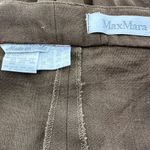 Max Mara  Wool Trousers Pants Pleated Button Pocket Ankle Straight Brown 12 34x32 Photo 1