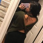 Olive Green Open Back Knit Sweater Size M Photo 1