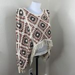 House of Harlow 1960 Pullover Sweater Cropped Crochet Fringe Long Sleeve Sz OS Photo 1