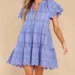 Cleobella Alma Embroidered Pointelle Mini Dress Sky Purple Size M Photo 0